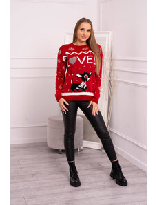 K-Fashion Vánoční svetr s nápisem red
