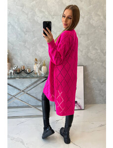 K-Fashion Svetr s geometrickým vzorem růžový neon