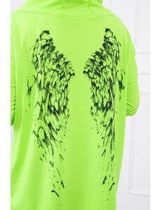 K-Fashion Mikina s potiskem křídel zelená neonová