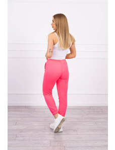 K-Fashion Bavlněné kalhoty růžové neonové