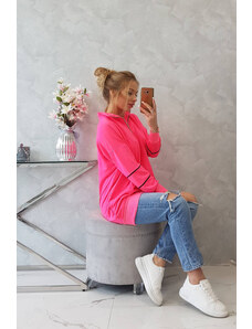 K-Fashion Mikina se zipem a kapsami růžová neonová