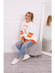 K-Fashion Zateplená mikina Malibu bílá+oranžová