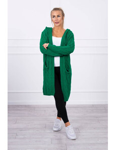 K-Fashion Svetr s kapucí a kapsami světle zelený