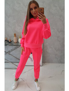 K-Fashion Zateplený rolák a mikina s kapucí růžová neonová