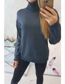 K-Fashion Džínový svetr s rolákem