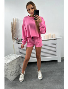 K-Fashion Souprava halenka + šortky světle růžová