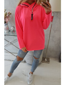 K-Fashion Tunika na zip s kapucí Oversize pink neon