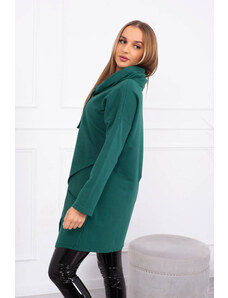 K-Fashion Oversize tunika s obálkou vpředu tmavě zelená