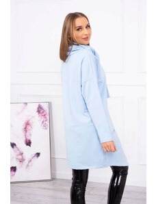 K-Fashion Modrá tunika nadměrné velikosti s obálkovou přední částí