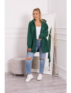 K-Fashion Zateplená bunda s vázáním v pase tmavě zelená