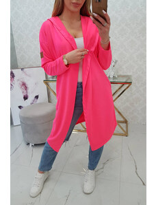 K-Fashion Dlouhý kabát s kapucí růžový neon