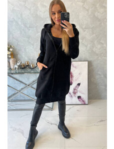 K-Fashion Zateplená dlouhá mikina s kapucí černá