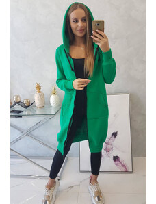 K-Fashion Zateplená dlouhá mikina s kapucí zelená