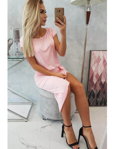 K-Fashion Asymetrické šaty pudrově růžové