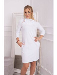 K-Fashion Šaty s kapucí a kapsami bílé
