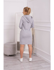 K-Fashion Šaty s kapucí a kapsami šedé