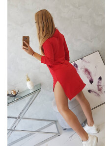 K-Fashion Šaty s delšími zády a barevným potiskem červené barvy