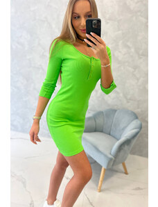 K-Fashion Šaty s knoflíkovým výstřihem světle zelené