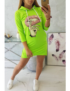K-Fashion Šaty s delšími zády a barevným neonovým potiskem