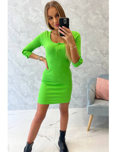 K-Fashion Šaty s knoflíkovým výstřihem světle zelené