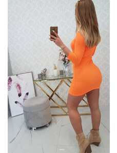 K-Fashion Šaty s knoflíkovým výstřihem oranžové neonové
