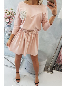 K-Fashion Šaty s flitrovou kapsou tmavě pudrově růžové