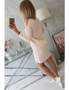 K-Fashion Šaty s grafickou a barevnou 3D mašlí pudrově růžové