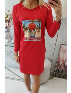 K-Fashion Šaty s potiskem Honey girl červené