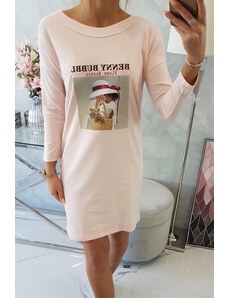 K-Fashion Šaty s potiskem košíků v pudrově růžové barvě