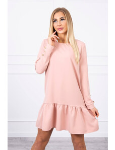 K-Fashion Šaty s volánem pudrově růžové
