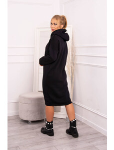 K-Fashion Šaty s kapucí a bočním rozparkem černé