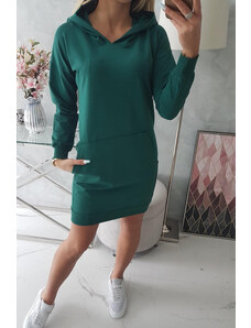 K-Fashion Zelené šaty s kapucí