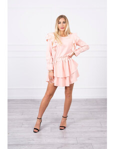 K-Fashion Šaty se svislými volány světle pudrově růžové