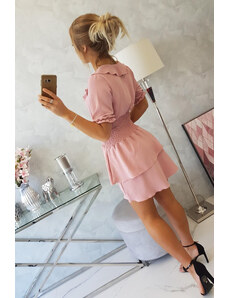 K-Fashion Šaty v pase tmavě pudrově růžové