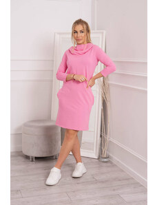 K-Fashion Šaty s kapucí a kapsami světle růžové