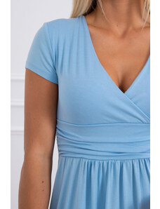 K-Fashion Šaty s výstřihem, krátké rukávy modré