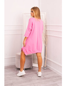 K-Fashion Šaty s potiskem a rozšířenou spodní částí růžové