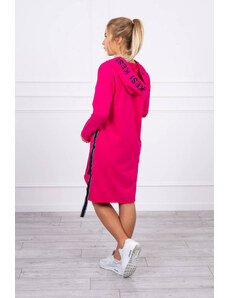 K-Fashion Šaty s kapucí a potiskem fuchsiové barvy