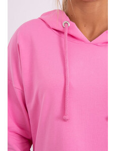 K-Fashion Šaty s kapucí a delšími zády světle růžové