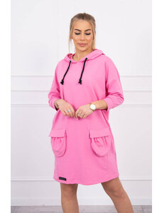 K-Fashion Šaty s kapucí ve světle růžové barvě