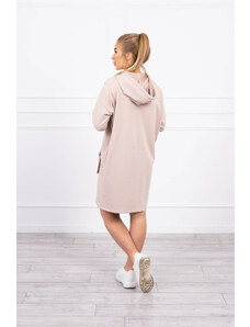 K-Fashion Béžové šaty s kapucí