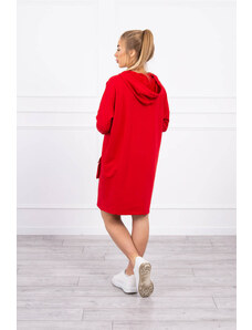 K-Fashion Šaty s kapucí v červené barvě