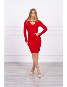 K-Fashion Šaty se zlatým řetízkem červené