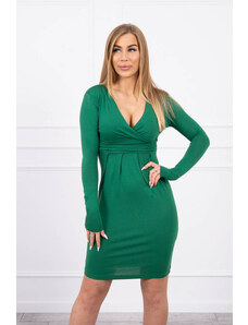 K-Fashion Přiléhavé šaty s výřezem pod prsy zelené barvy