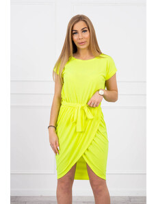 K-Fashion Šaty s obálkou dole žluté neonové
