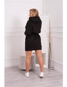 K-Fashion Zateplené šaty s kapucí černé