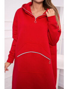 K-Fashion Zateplené šaty s kapucí červené