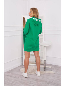 K-Fashion Oversize zelené šaty s kapucí