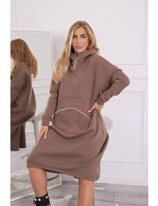 K-Fashion Zateplené šaty s kapucí mocca