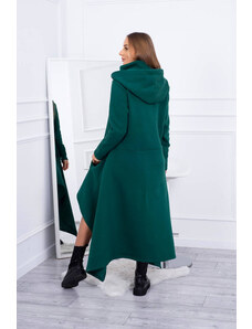 K-Fashion Zateplené šaty s delšími boky tmavě zelené